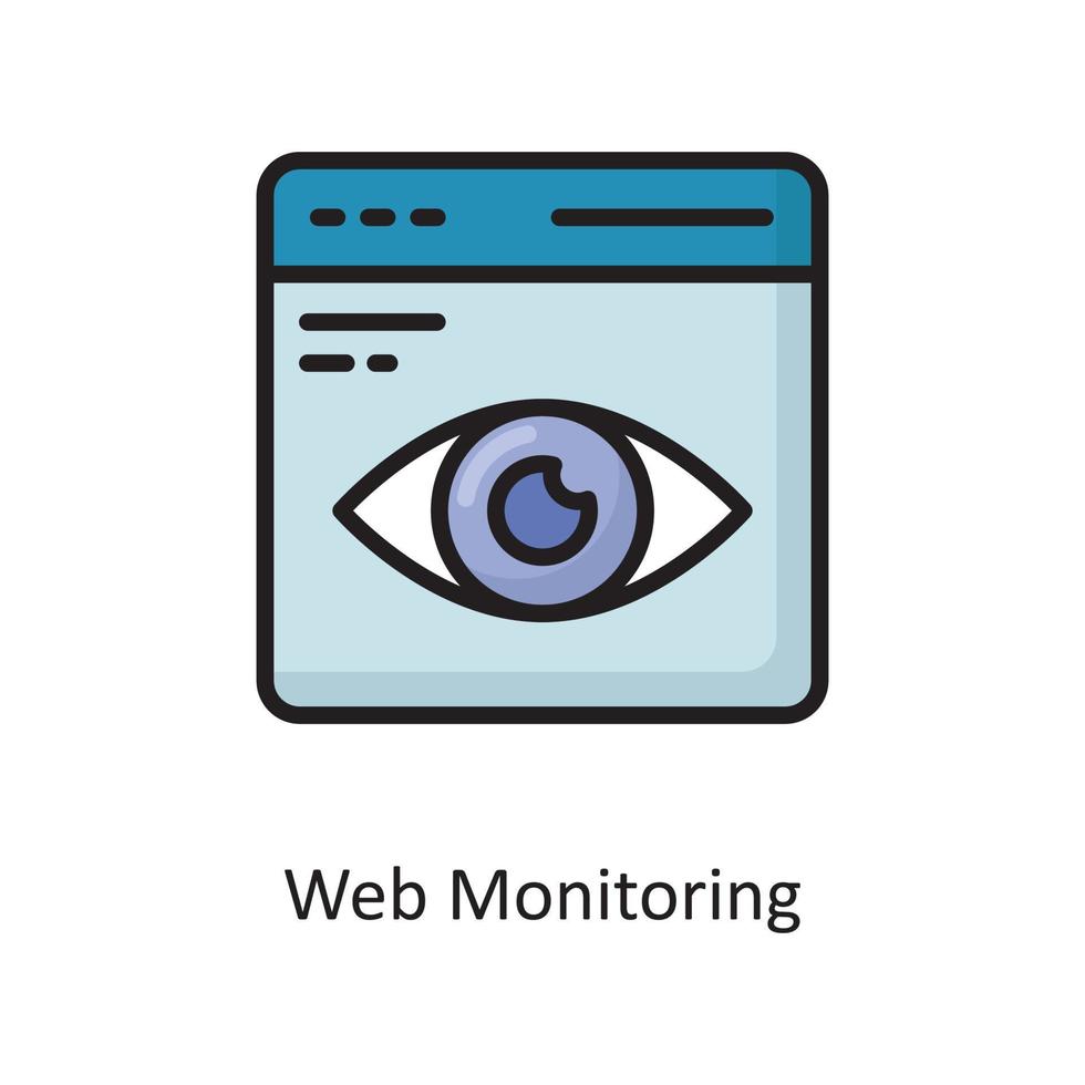 Web Monitoring Vector  Filled Outline Icon Design illustration. Cloud Computing Symbol on White background EPS 10 File