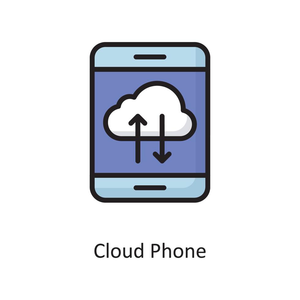 Cloud Phone Vector  Filled Outline Icon Design illustration. Cloud Computing Symbol on White background EPS 10 File