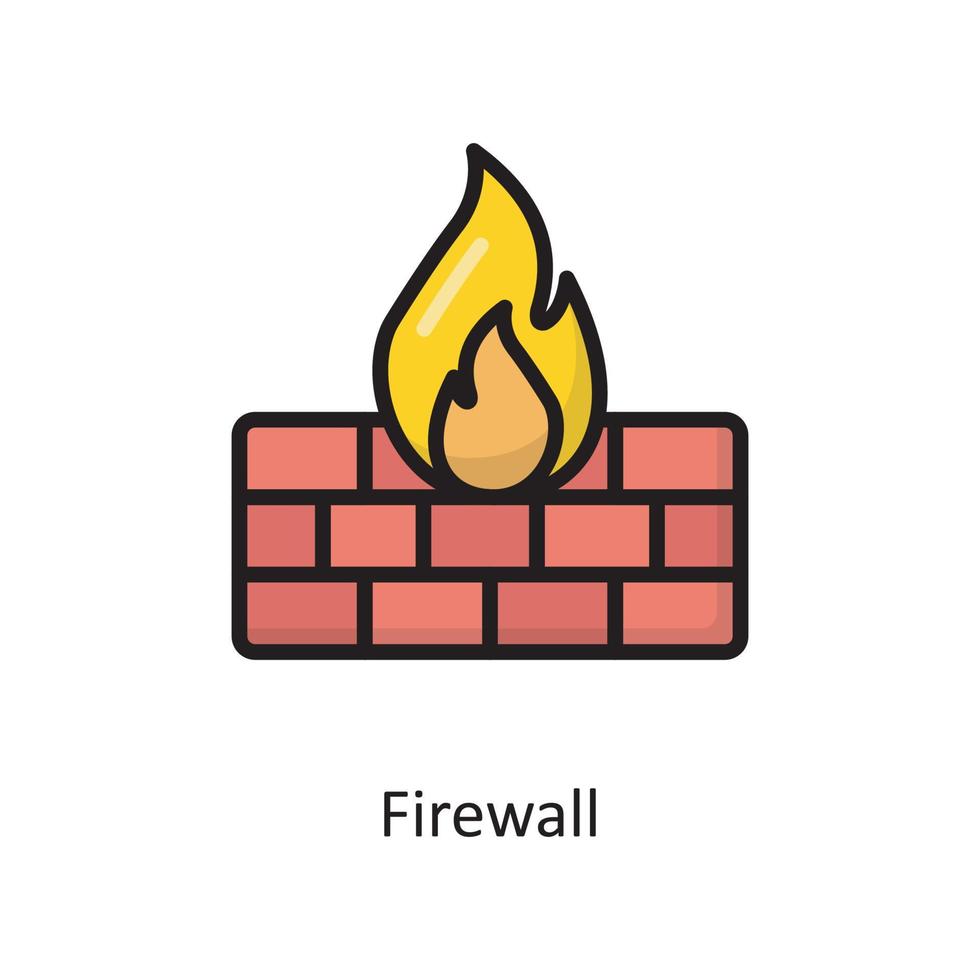 Firewall Vector  Filled Outline Icon Design illustration. Cloud Computing Symbol on White background EPS 10 File