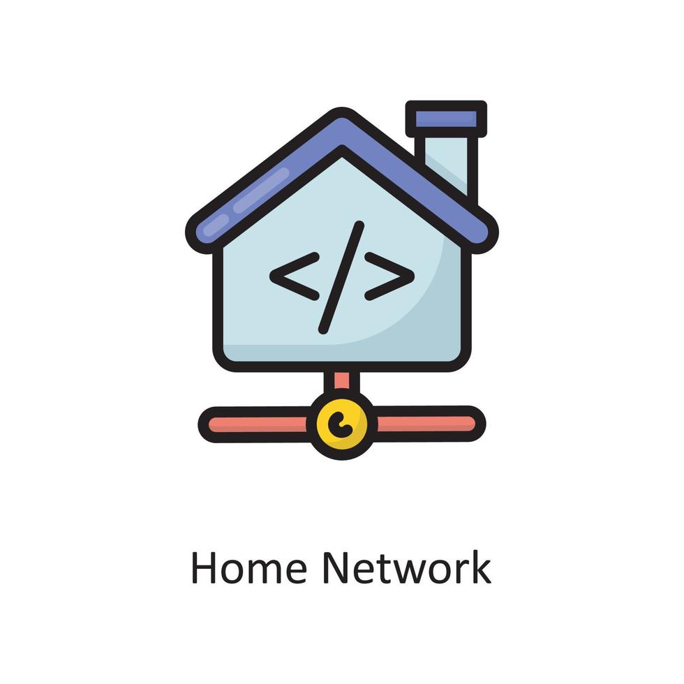 Home Network Vector  Filled Outline Icon Design illustration. Cloud Computing Symbol on White background EPS 10 File