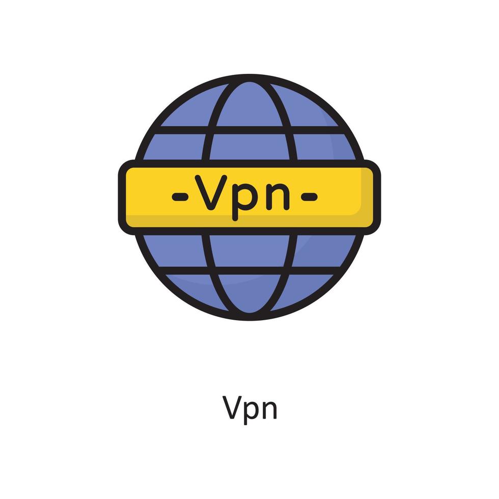 ilustración de diseño de icono de contorno lleno de vector vpn. símbolo de computación en la nube en el archivo eps 10 de fondo blanco