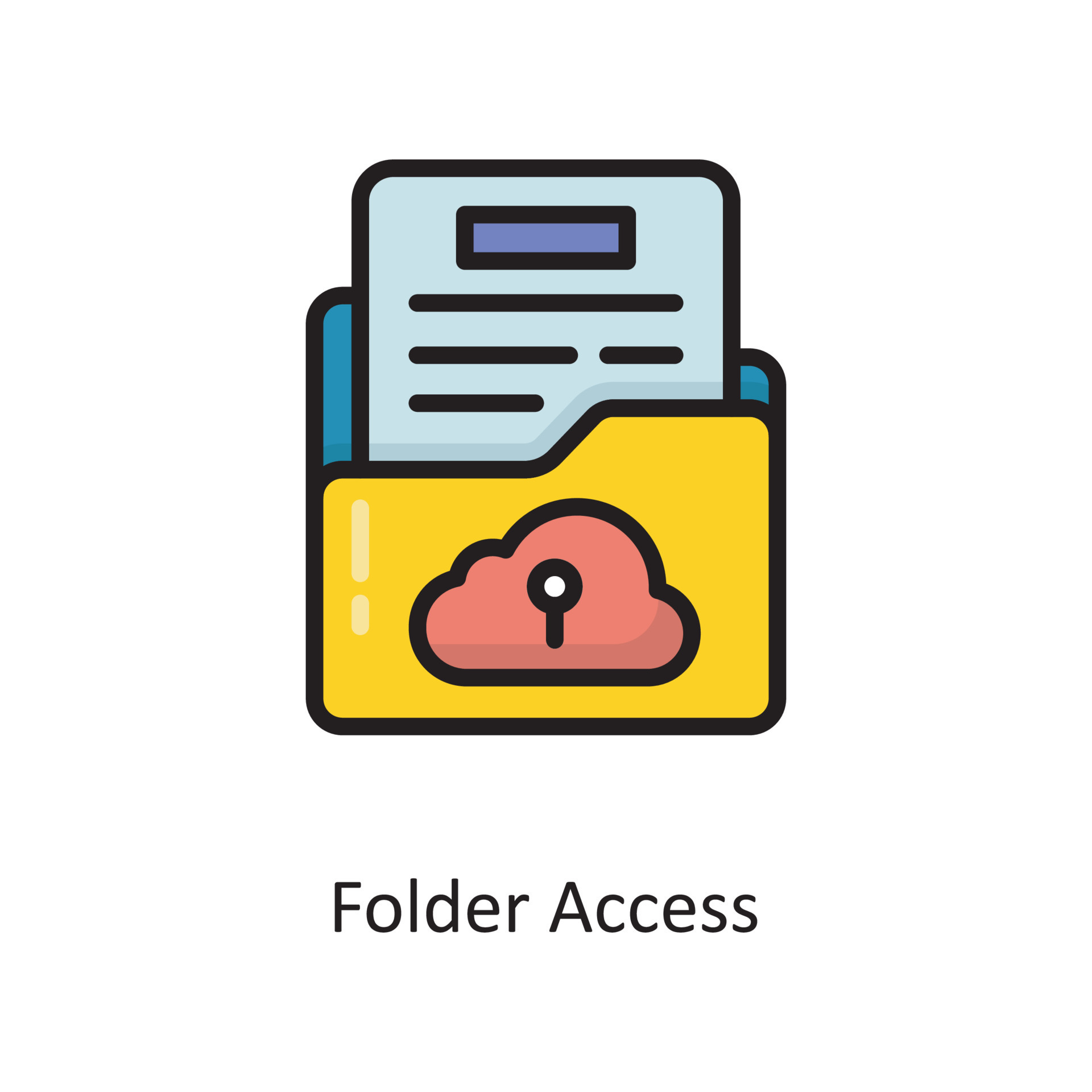 Folder Access Vector Filled Outline Icon Design illustration. Cloud ...