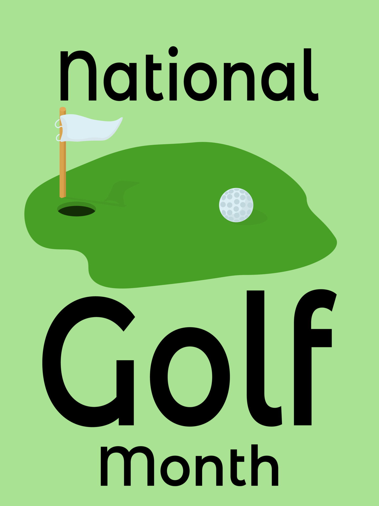 National Golf Month, idea for a poster, banner, flyer or postcard