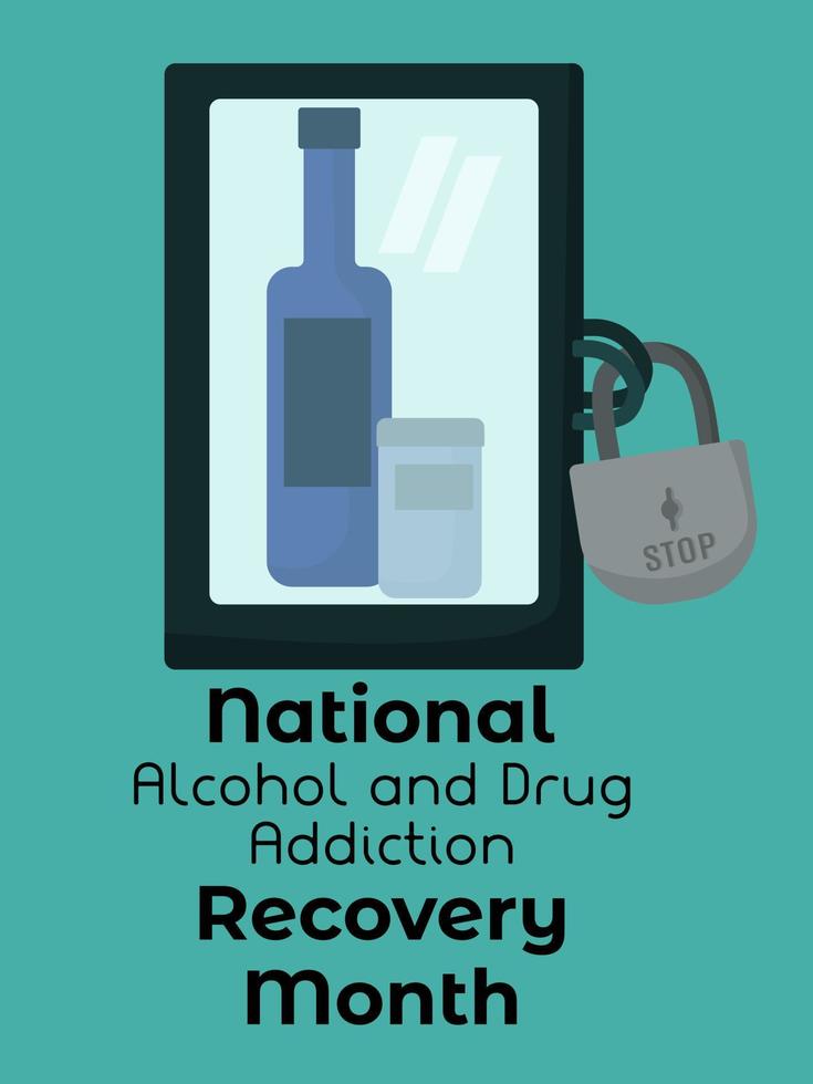 National Alcohol and Drug Addiction Recovery Month, idea for poster, banner, flyer or postcard vector