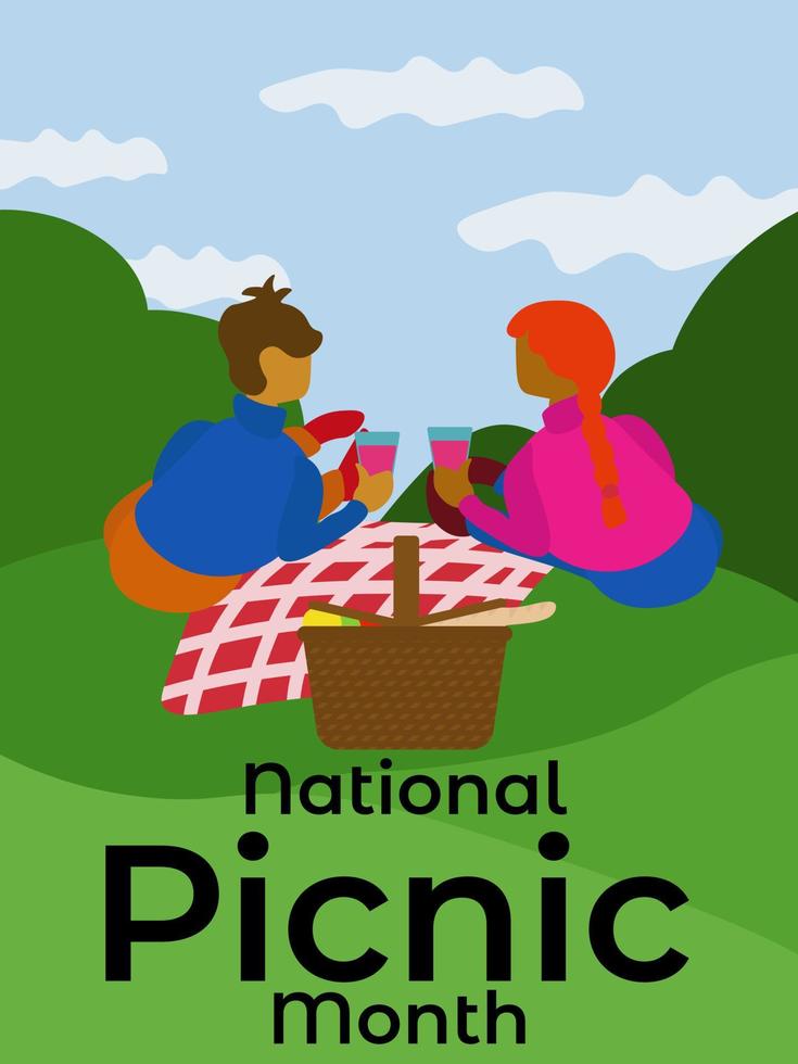 National Picnic Month, idea for a poster, banner, flyer or postcard vector