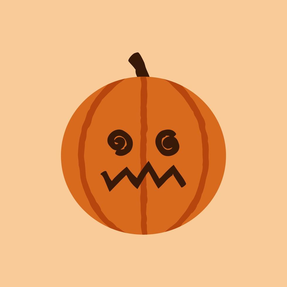 Cute Halloween Pumpkin Dizzy Emotion, Face With Spiral Eyes and Funny Mouth vector