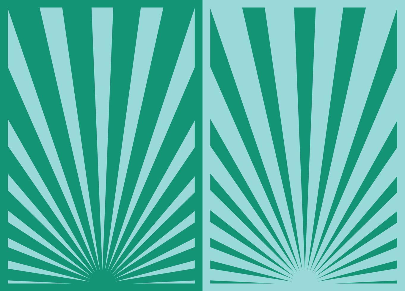 Set of 2 Green and Blue Retro Inspired Vertical Posters, Different Sunburst Christmas Background Templates. Paper Collage Backdrops. vector