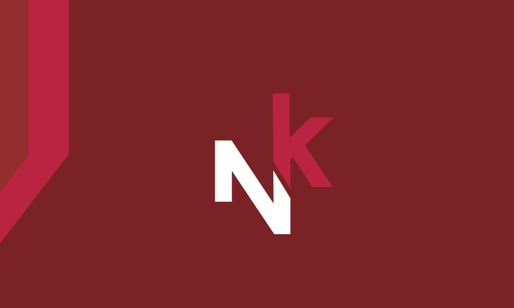 alfabeto letras iniciales monograma logo nk, kn, n y k vector