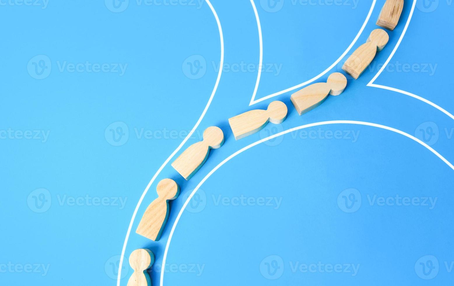 People follow the same direction. Branching out in different directions. Cooperation, collaboration. Partnership, unity, assistance. Communication. Consistency and cohesion. photo