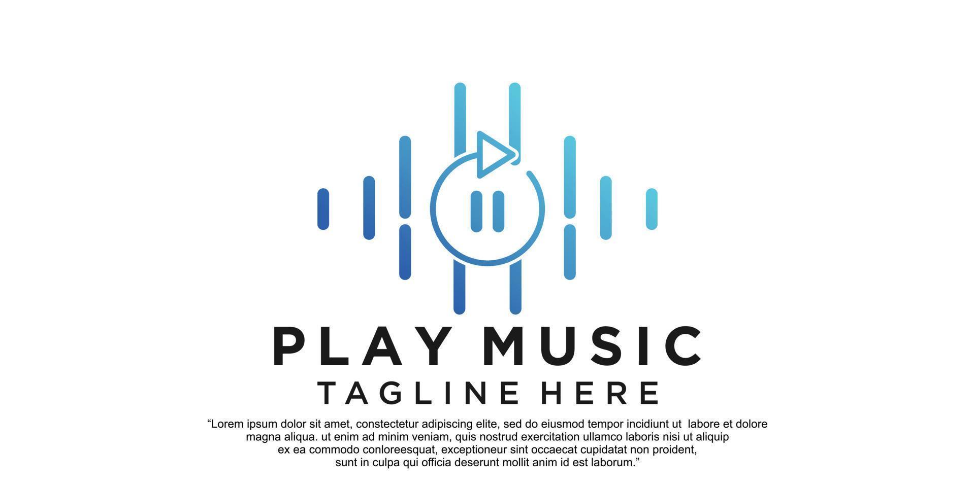 diseño de logotipo de reproducción de música con vector premium de concepto moderno