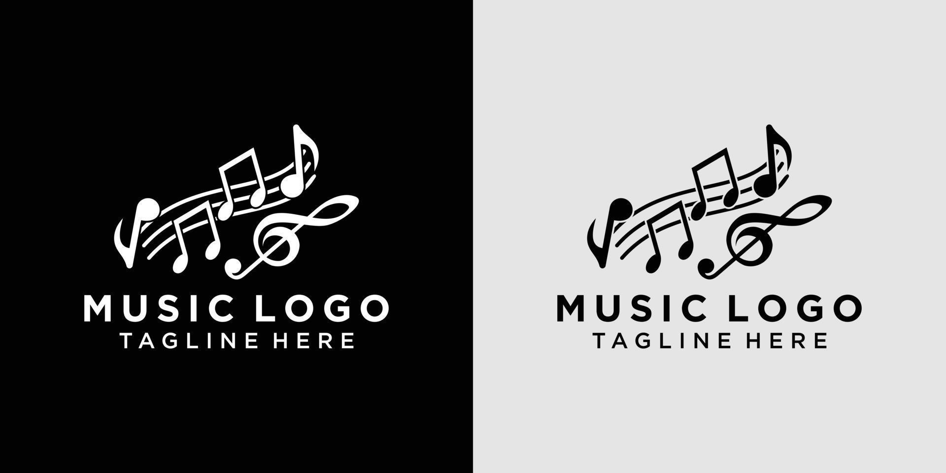 Music logo design with modern concept premium vector