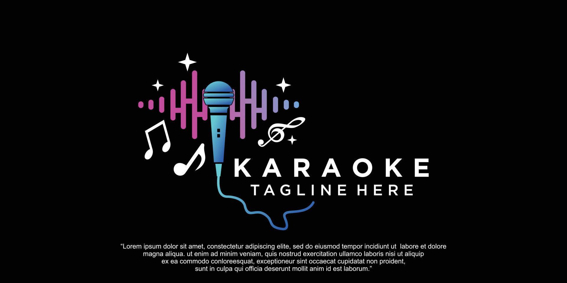 diseño de logotipo de karaoke con vector premium de concepto moderno