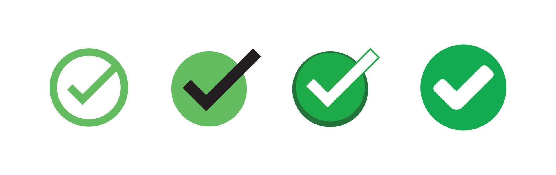 Check mark. Set of Green tick approval icons. vector