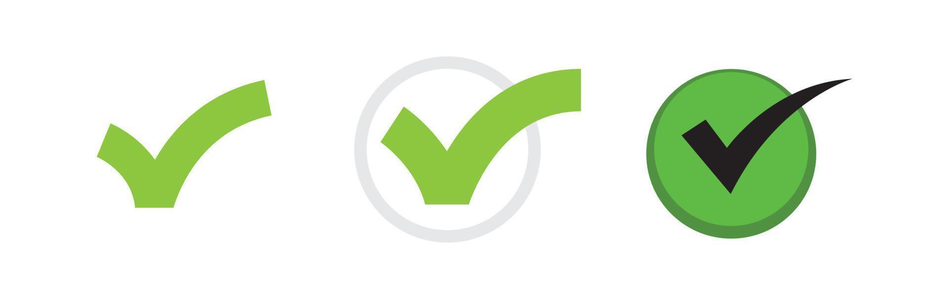 Check mark icons. Green tick approval. vector