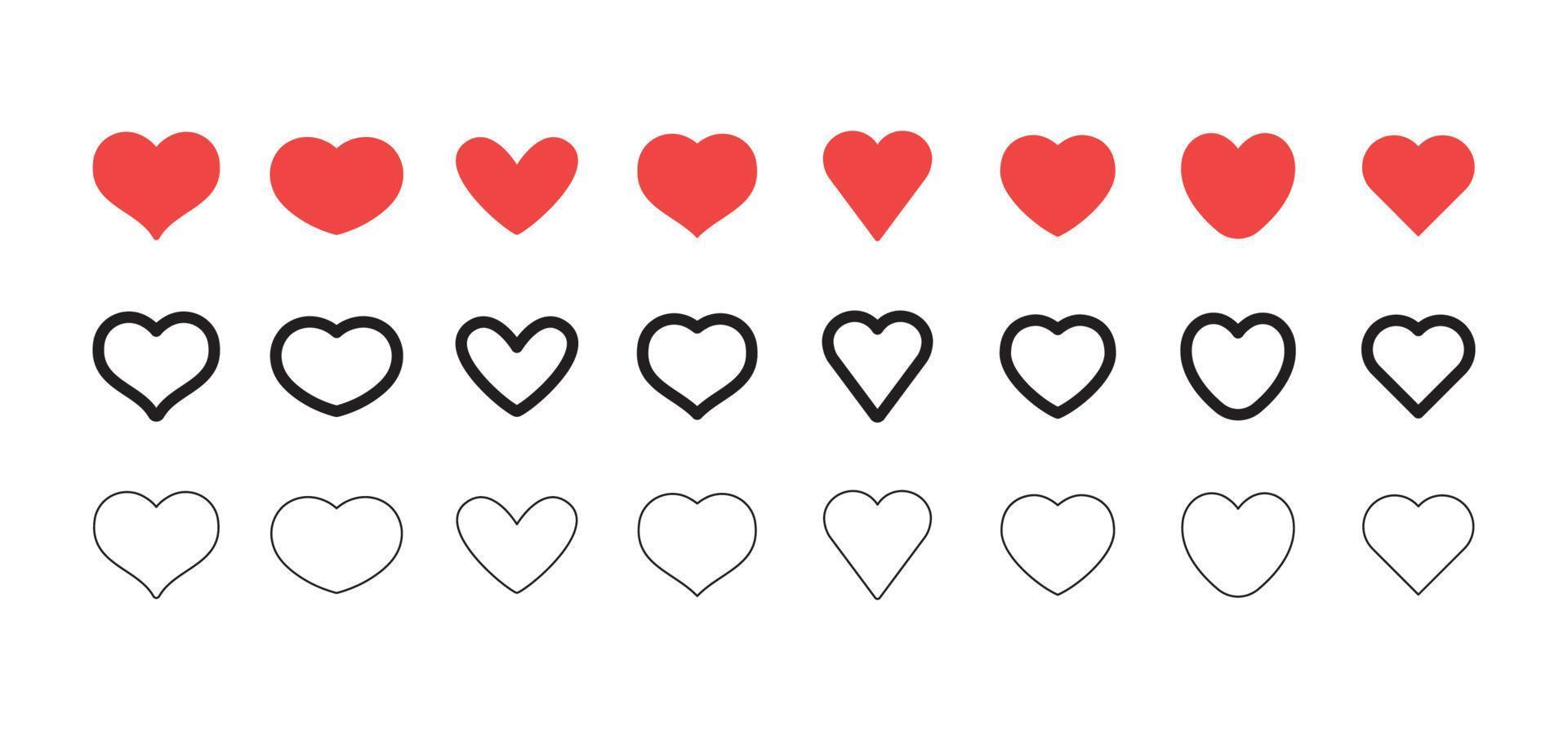 iconos de vector de corazón. elementos de diseño del día de san valentín.