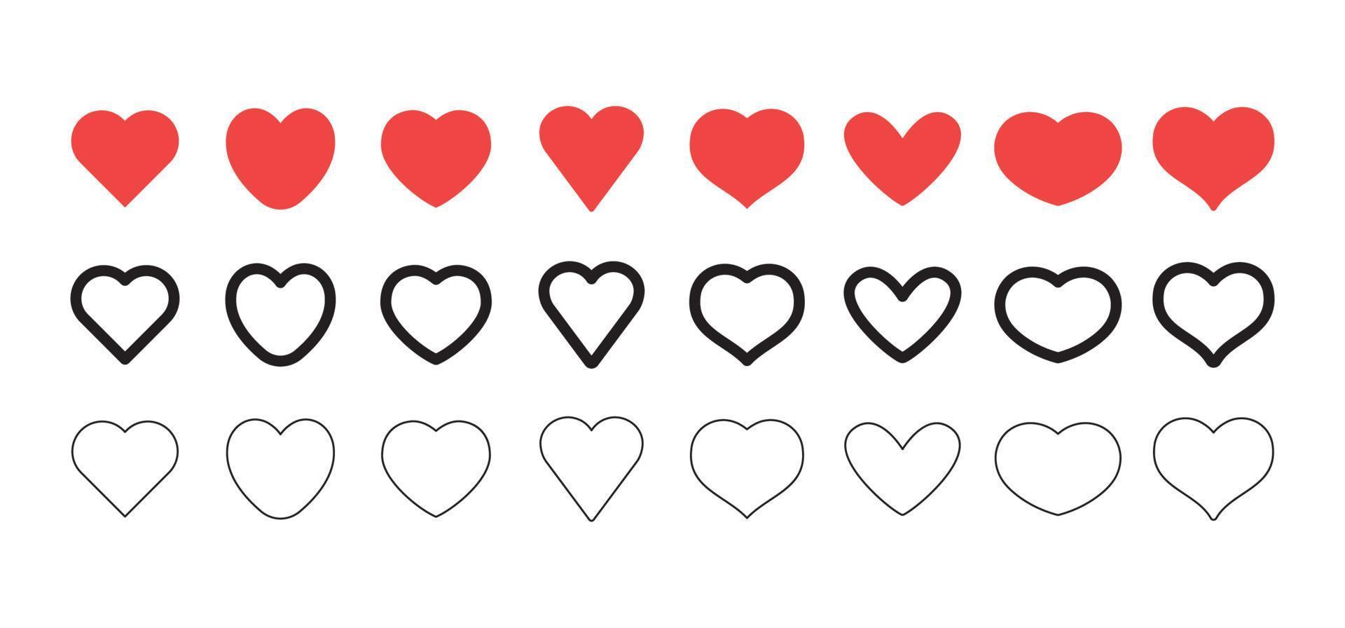 iconos de vector de corazón. elementos de diseño del día de san valentín.