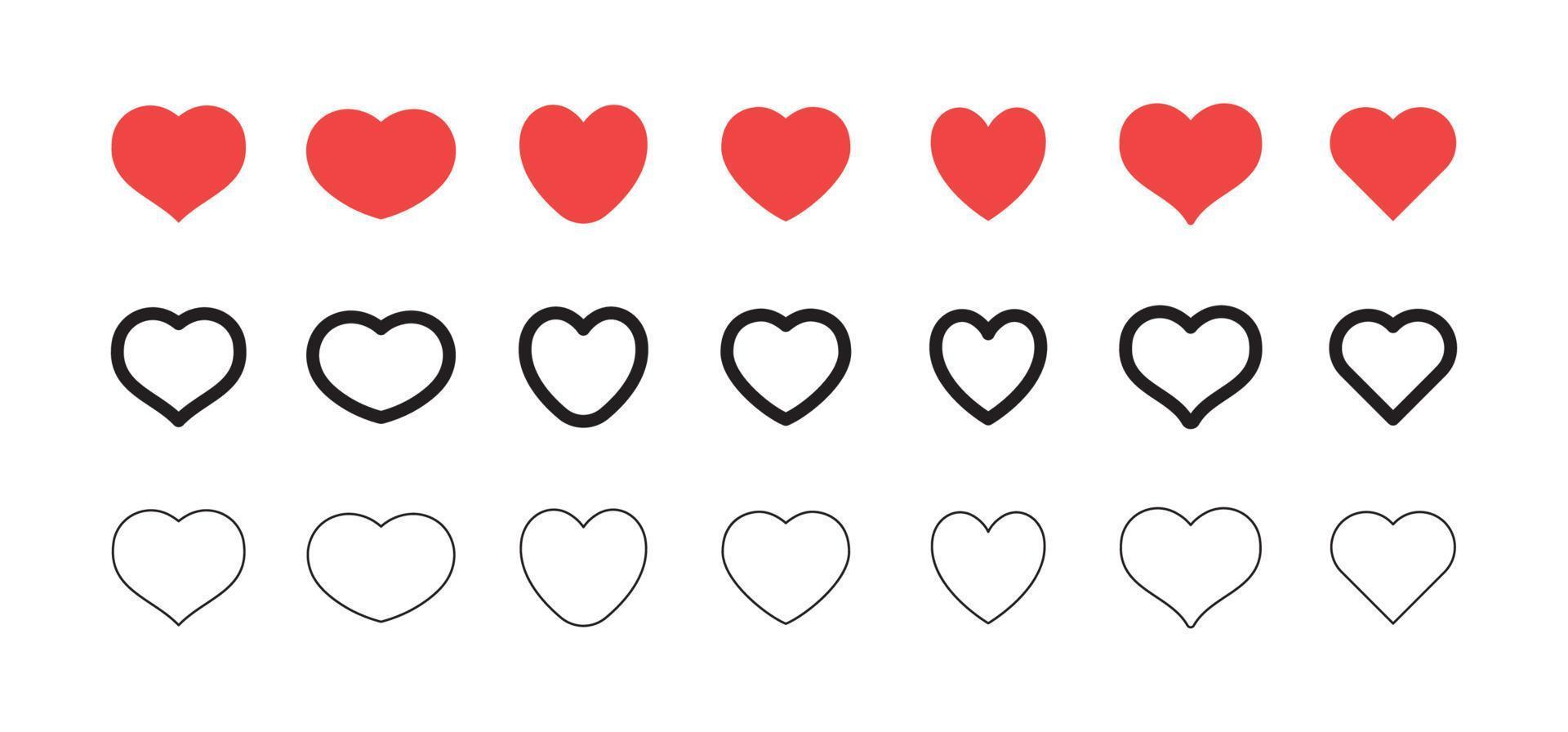 Heart vector icons. Valentine's day design elements.