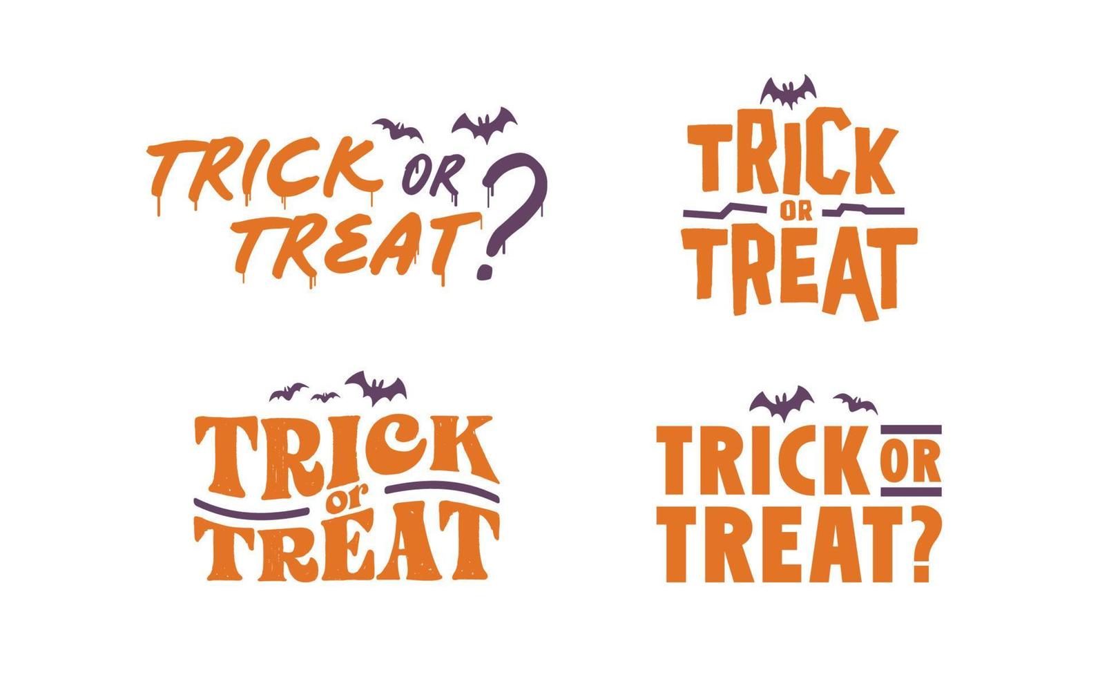 Trick or treat lettering design. Halloween message. vector