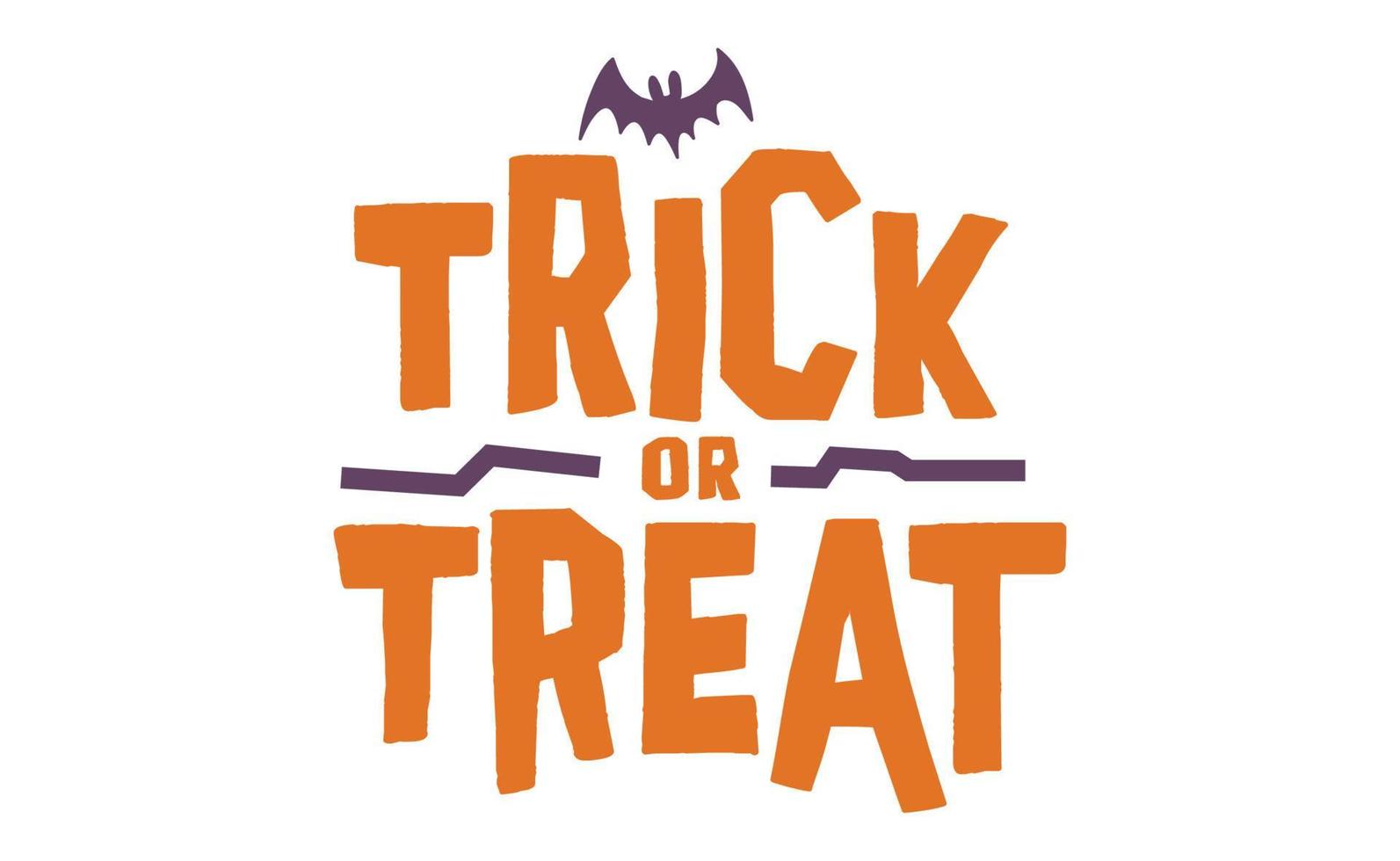 Trick or treat lettering design. Halloween message. vector