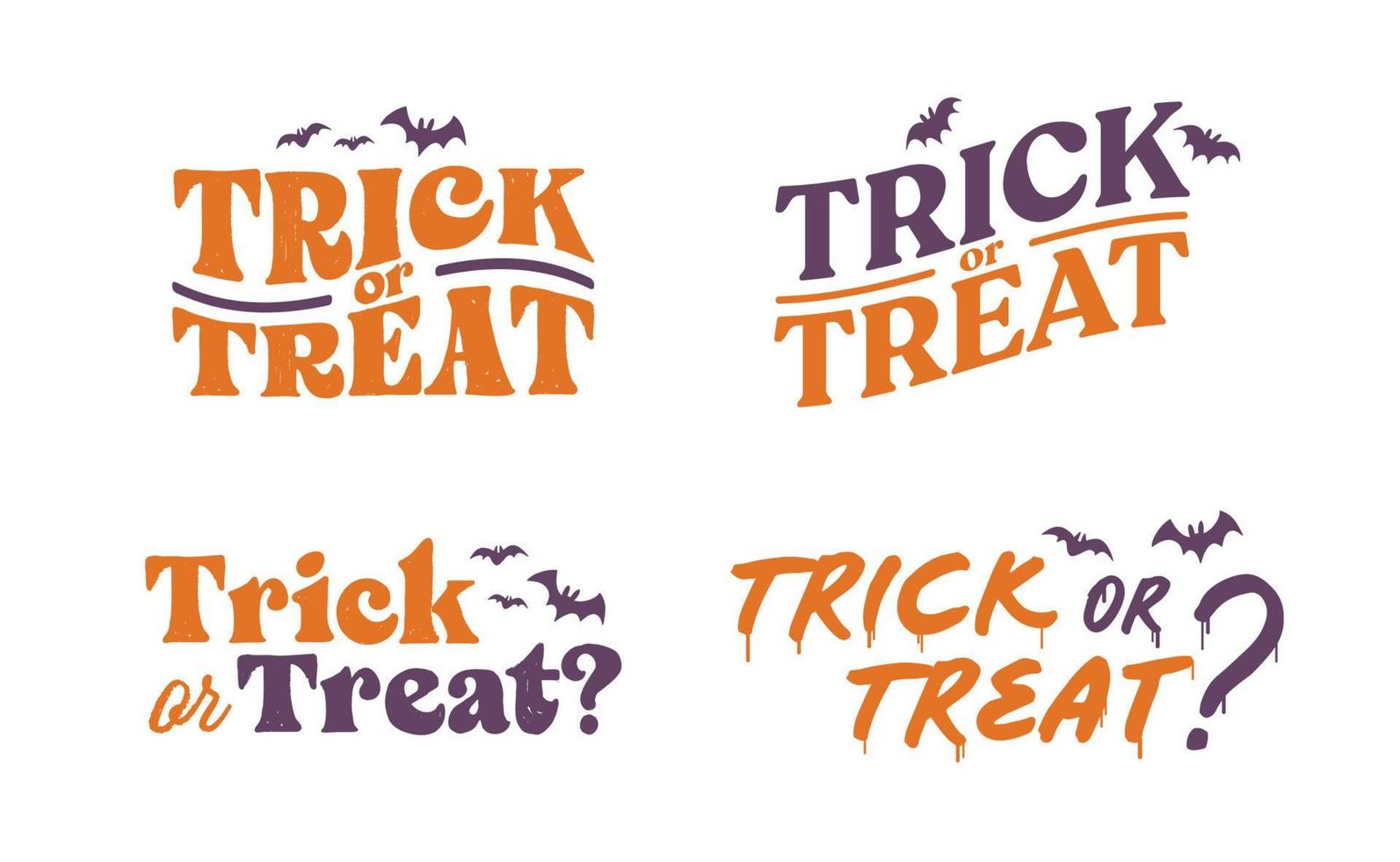 Trick or treat lettering design. Halloween message. vector