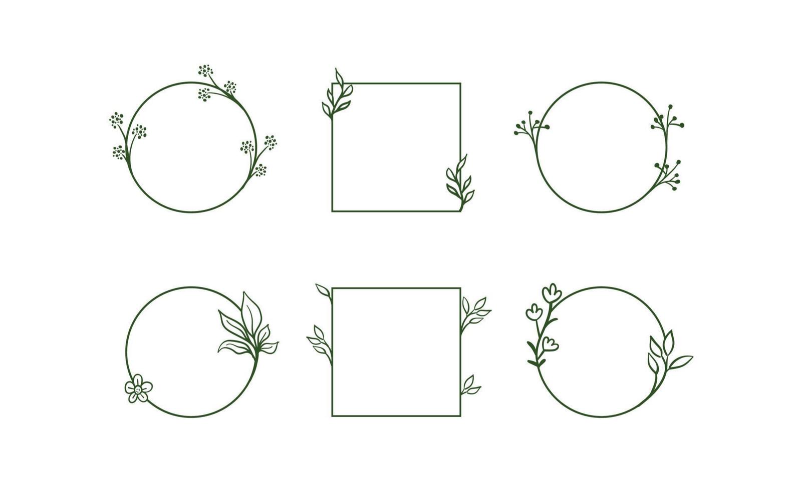 Floral frames. Wreath decorative borders. vector