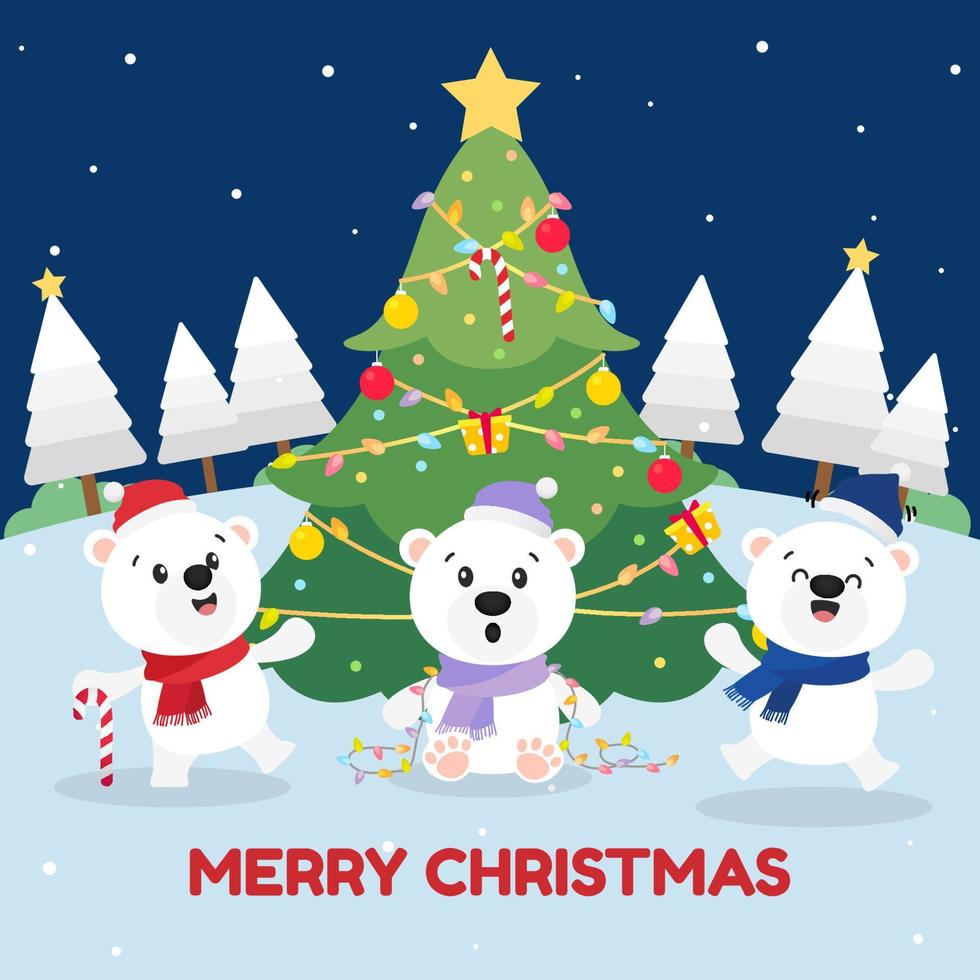 Christmas Polar Bear vector