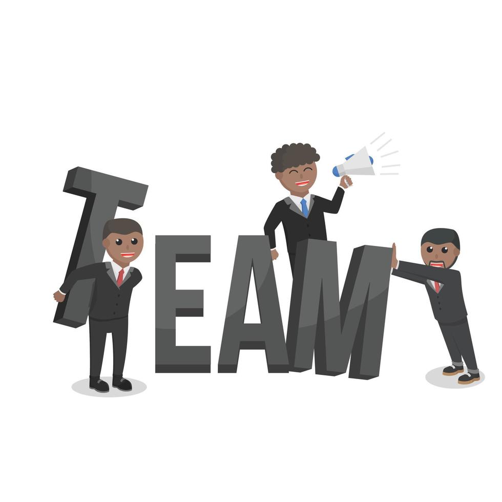 businessman african team work together with text vector