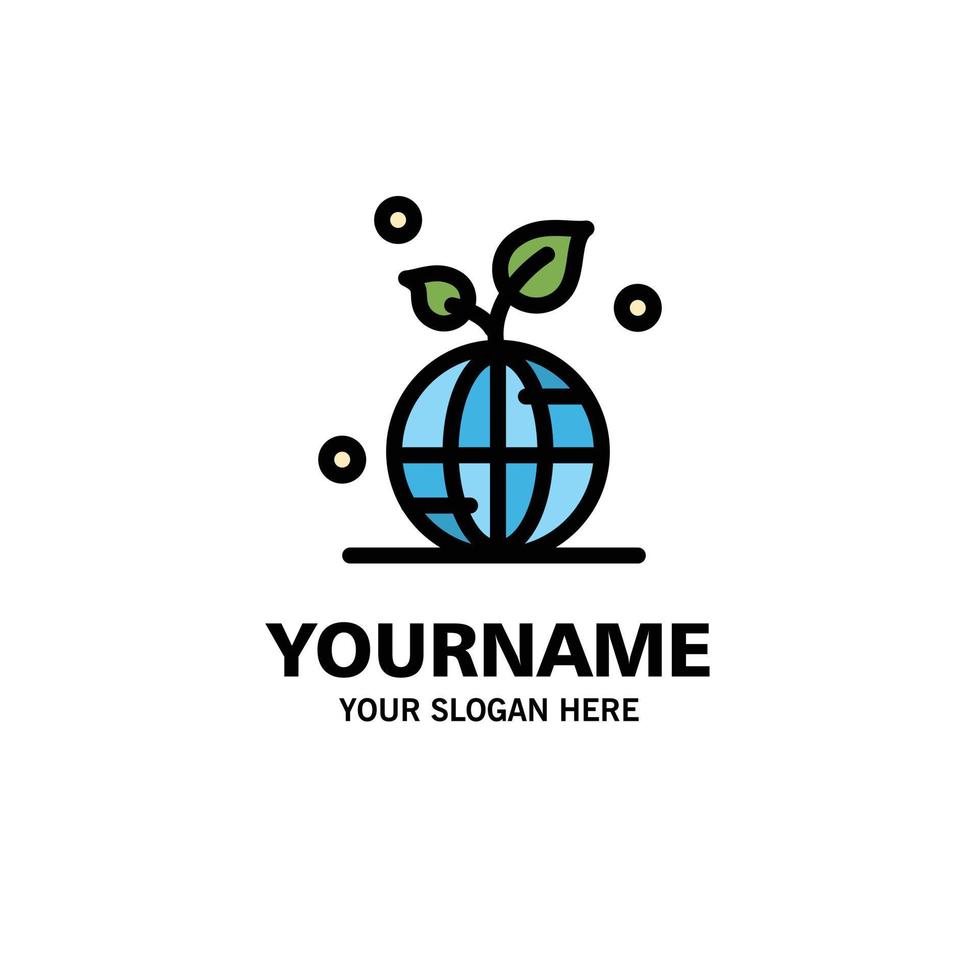 Earth Green Planet Save World Business Logo Template Flat Color vector