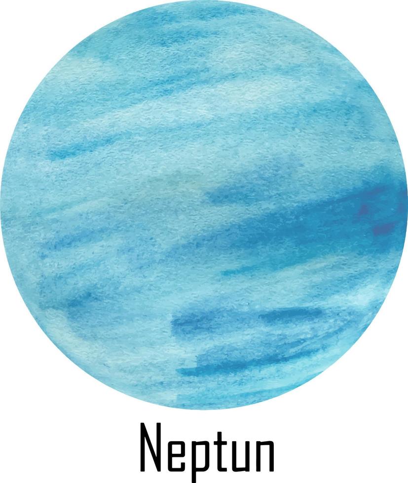 Watercolor planet Neptune isolated on white. NeptuneIllustration vector