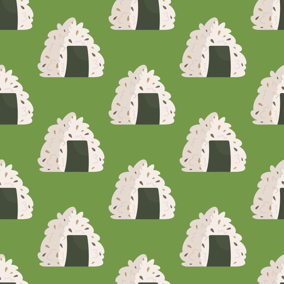 An endless pattern of origini isolated on a white background. Vector illustration of an Asian rice dish. Sushi, rolls, origini.