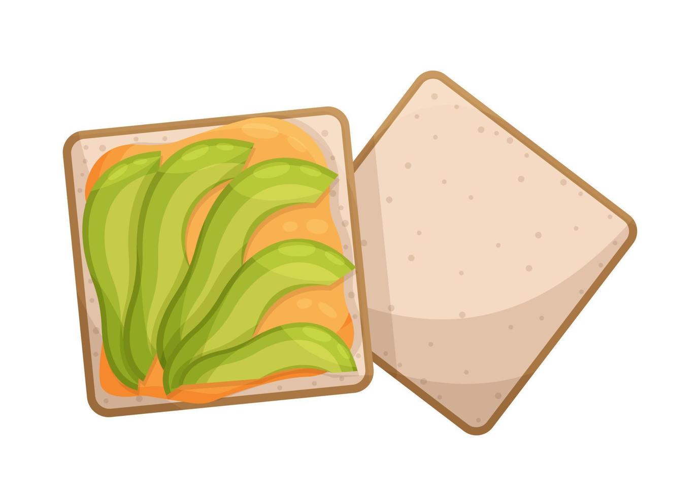 un jugoso sándwich con salsa y aguacate. ilustración vectorial de un bocadillo en el trabajo, en la escuela. almuerzo nutritivo. útil. vector