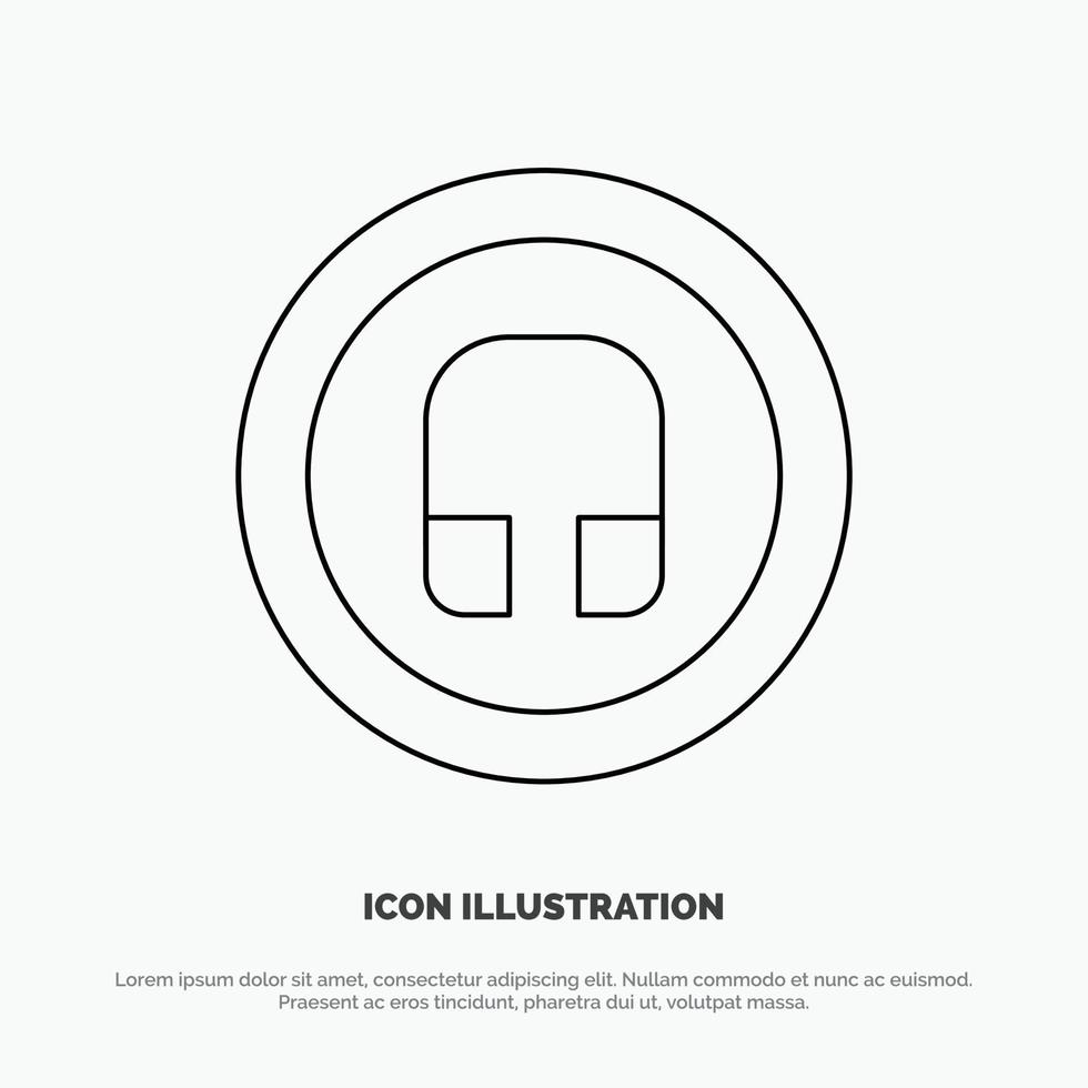 Earphone Headphone Basic Ui Line Icon Vector