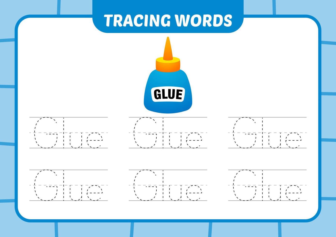 rastreo de palabras para niños, vector de pegamento 13448019 Vector en