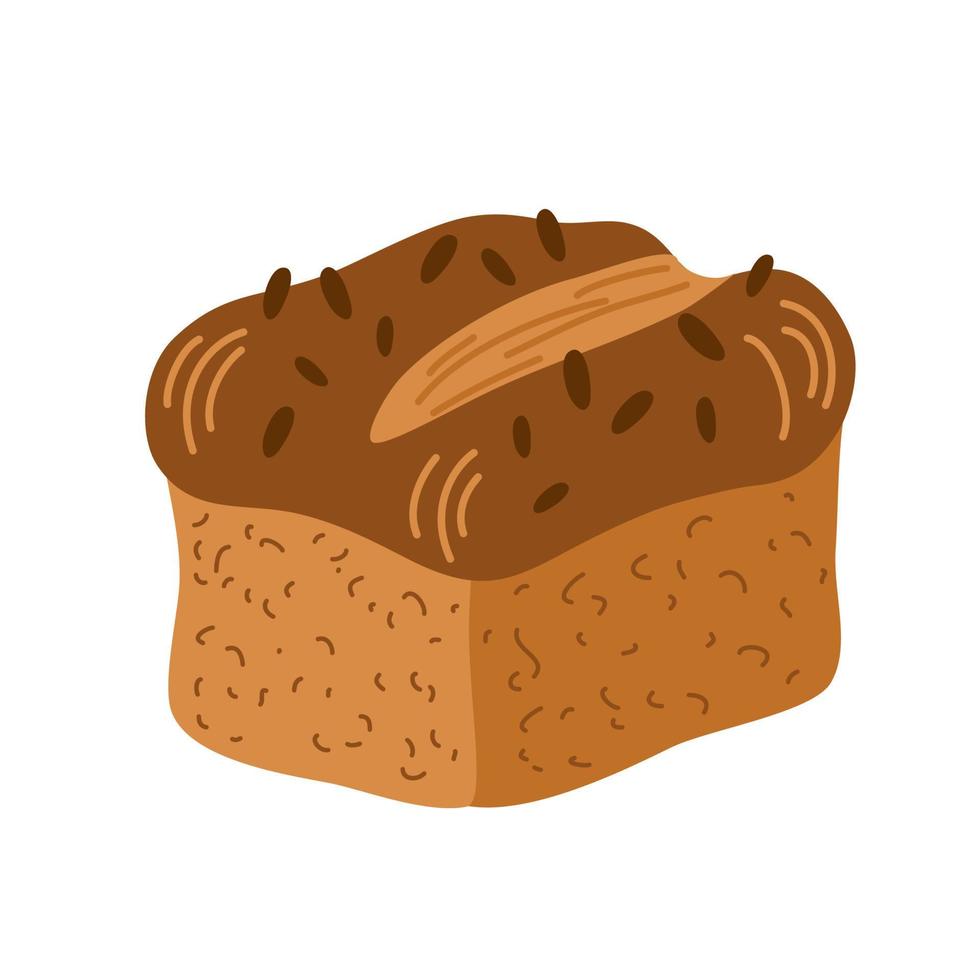 pan de molde. integral, pan horneado con levadura. signo de comida ideal para cafeterías, restaurantes, tiendas de alimentación e imprentas. ilustración vectorial dibujada a mano aislada en el fondo blanco. vector