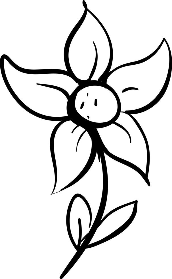 Flower drawing, illustration, vector on white background.