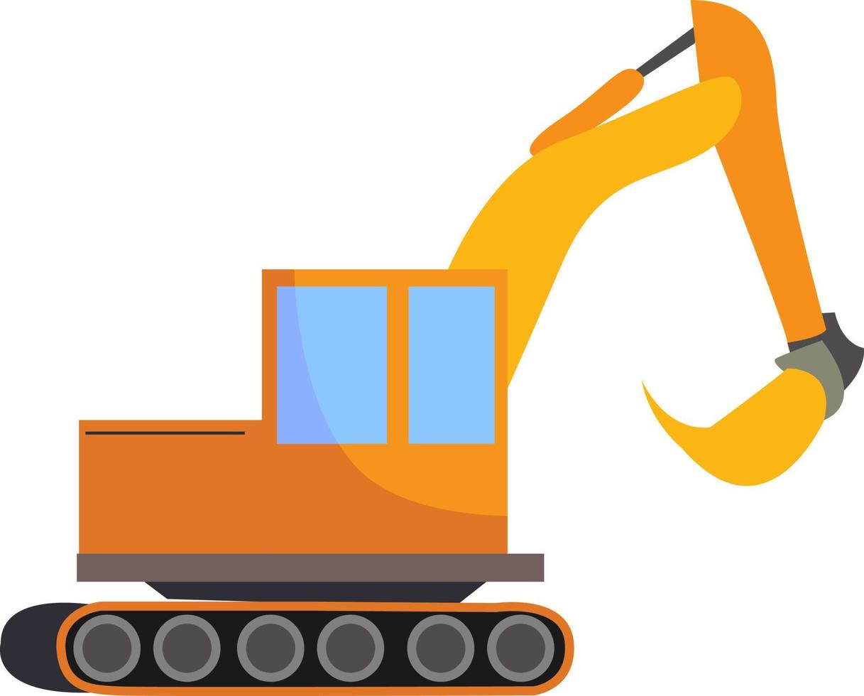 Excavator, illustration, vector on white background.