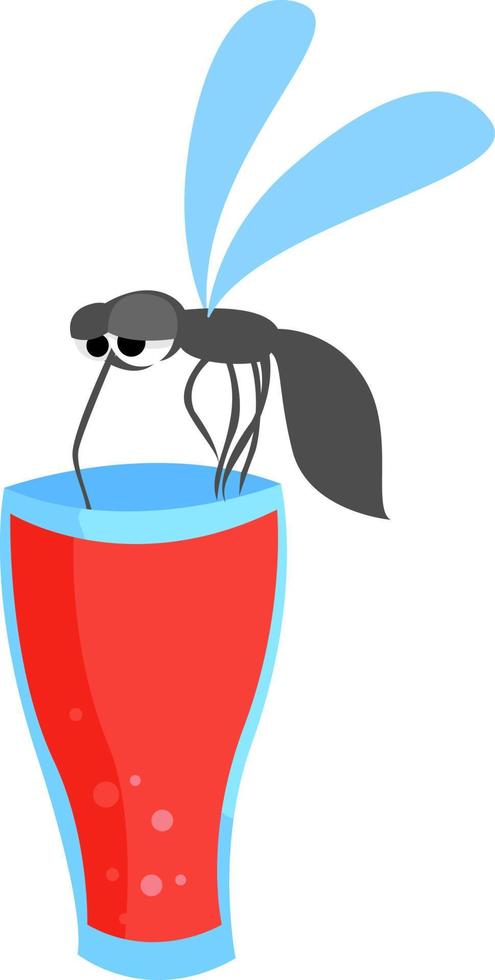 Drunk mosquito, illustration, vector on white background.