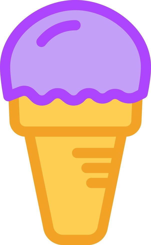 Sweet purple ice cream in cone, illustration, vector on a white background.