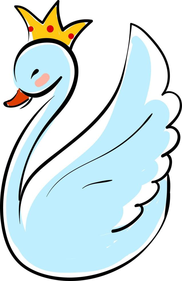 Princess swan, illustration, vector on white background.