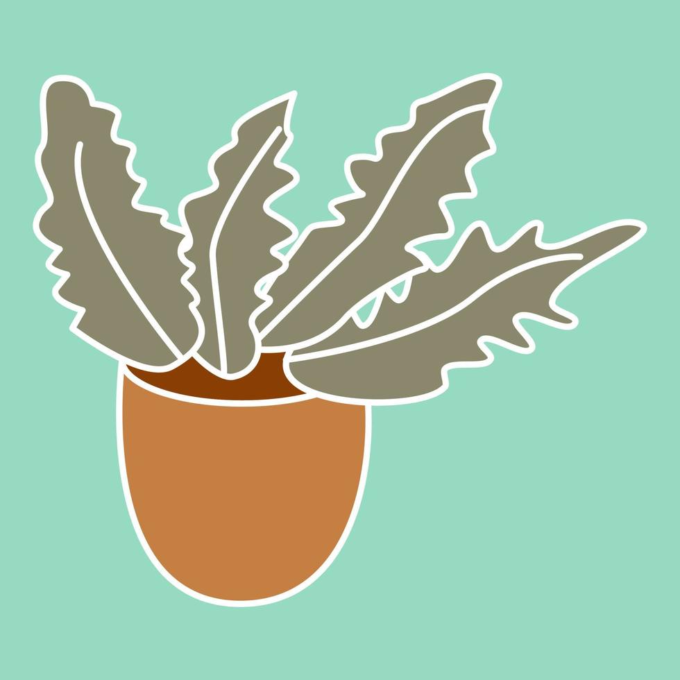 Aloe vera in brown pot, illustration, vector, on a white background. vector