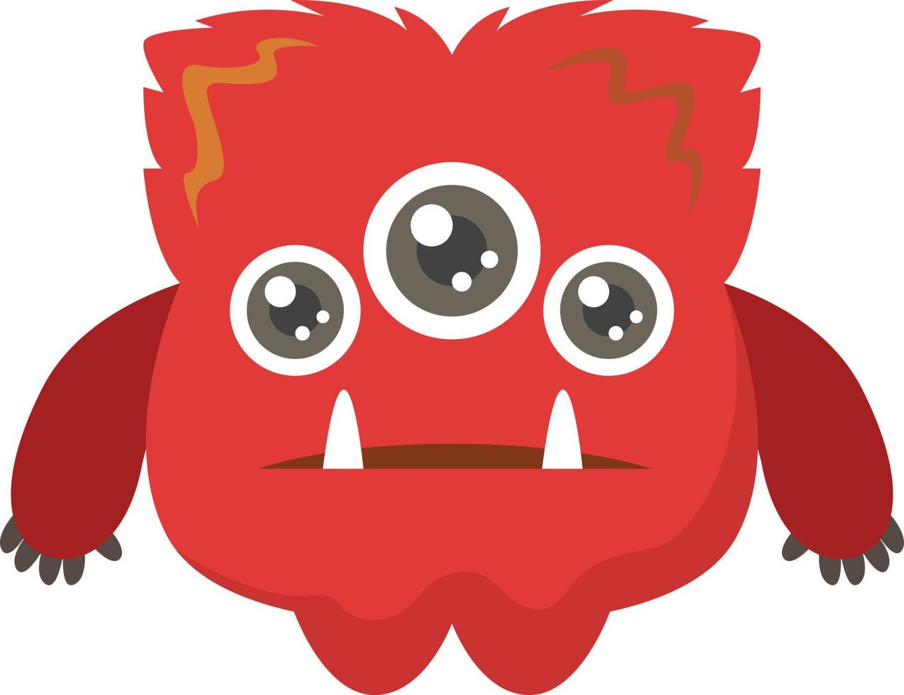 Sad red monster, illustration, vector on white background.