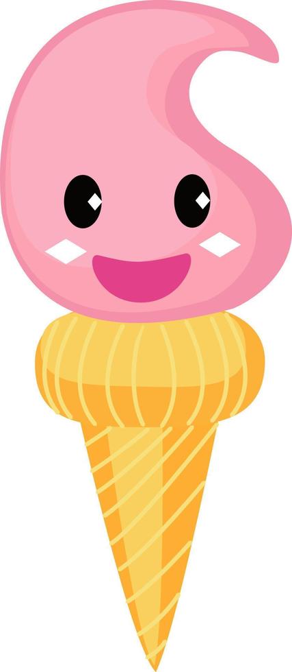 Cute ice cream, illustration, vector on white background