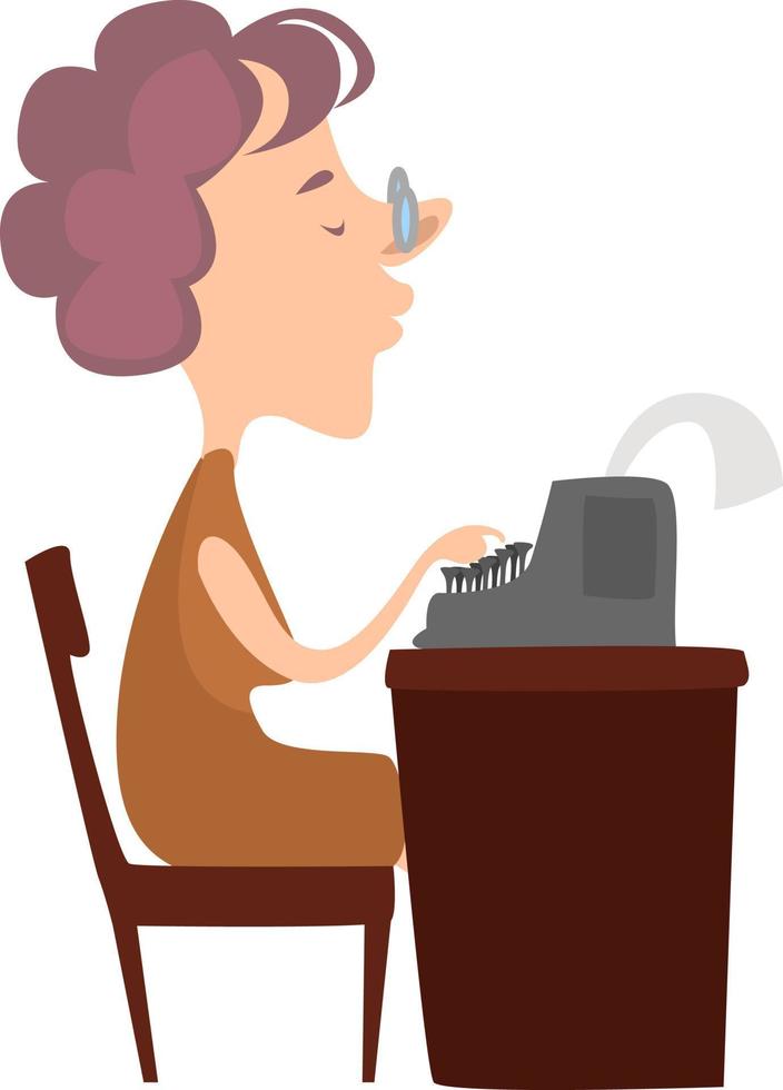 Old typewriter, illustration, vector on white background