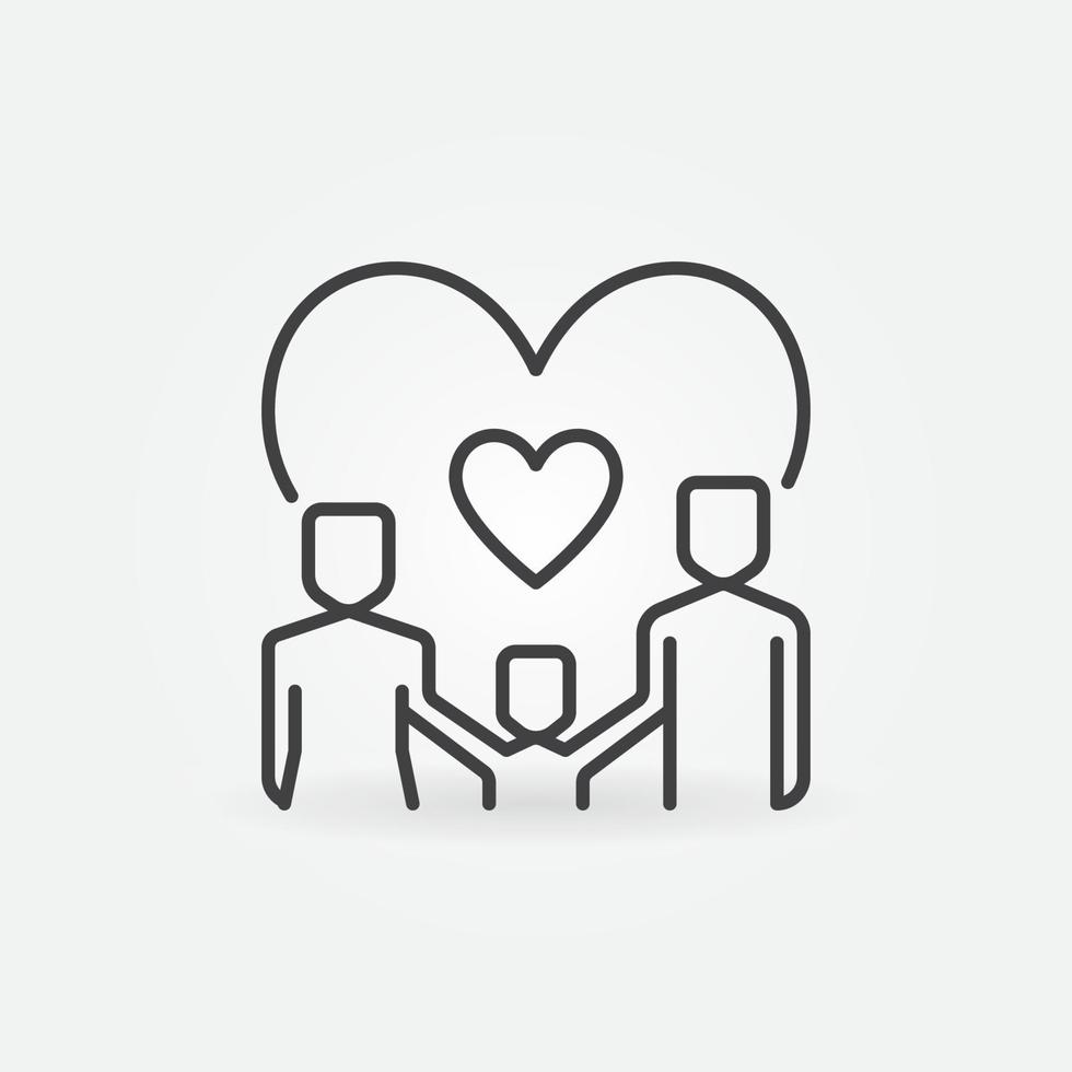 Family with Heart outline vector concept icon