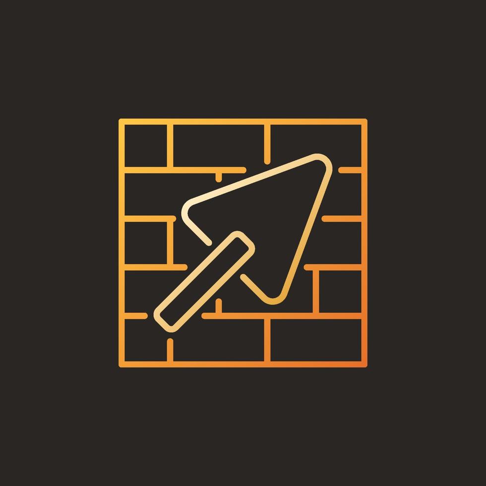 Masonry and Trowel vector concept colored linear icon or logo