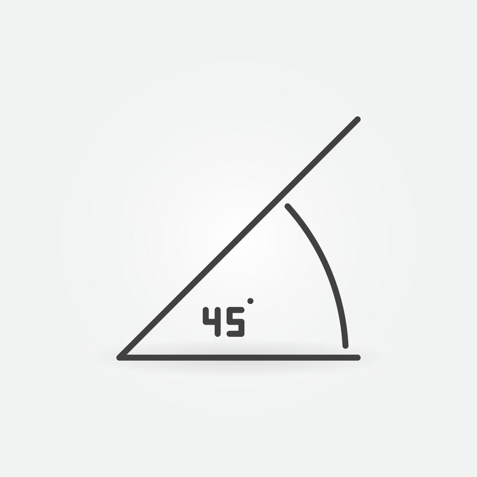 Icono de concepto de vector de ángulo de 45 grados en estilo de línea delgada