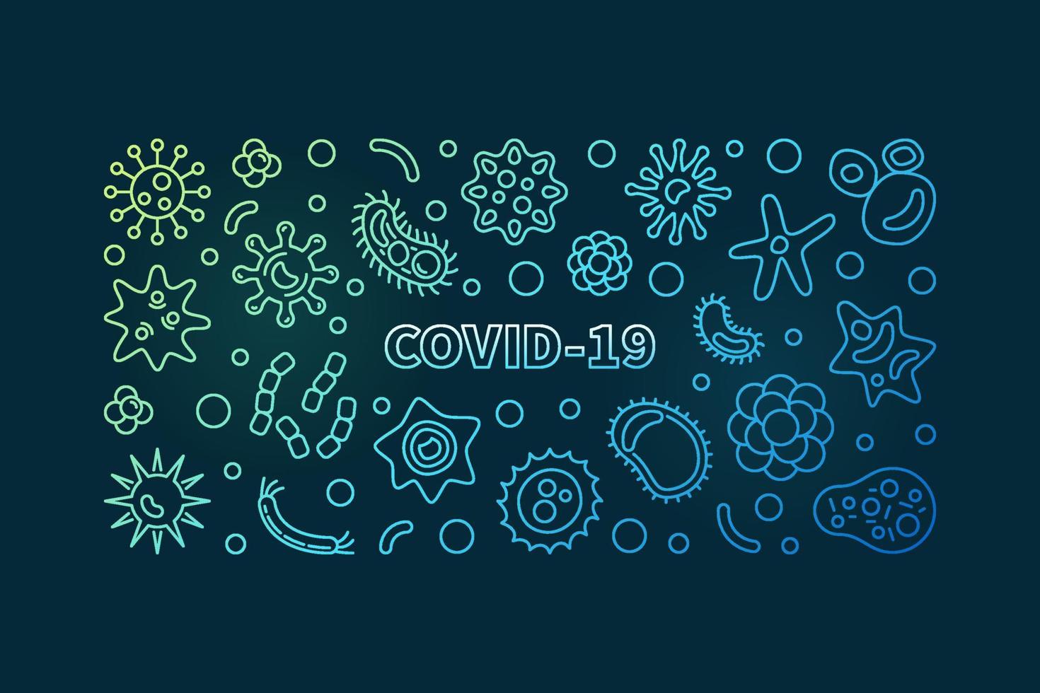 COVID-19 vector concept colorful linear horizontal banner