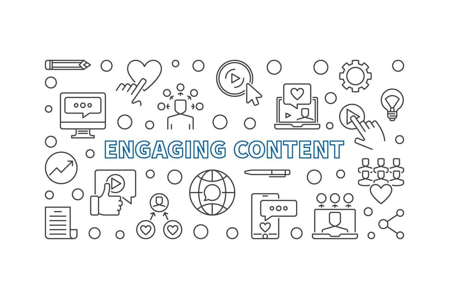 Engaging content vector concept outline horizontal banner