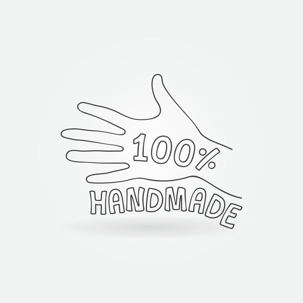 Etiqueta vectorial 100 por ciento hecha a mano. 100 icono hecho a mano vector