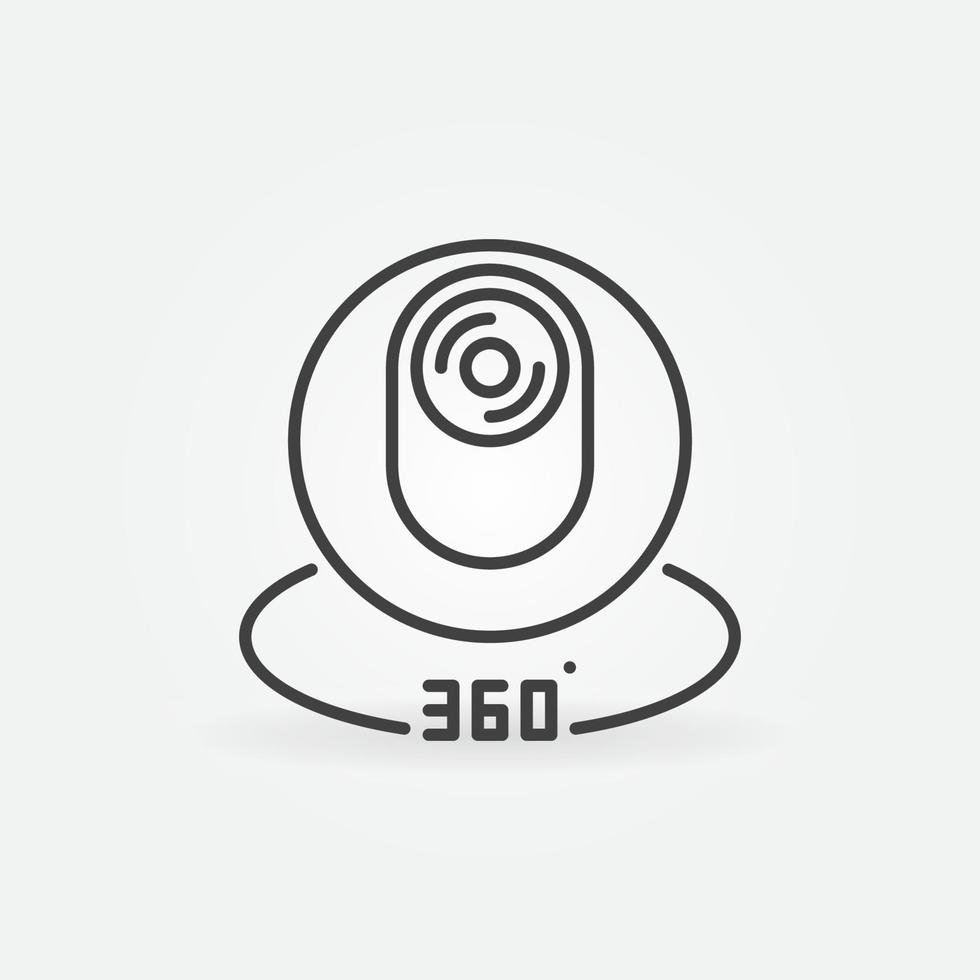 Icono de concepto de vector de cámara de 360 grados en estilo de línea delgada